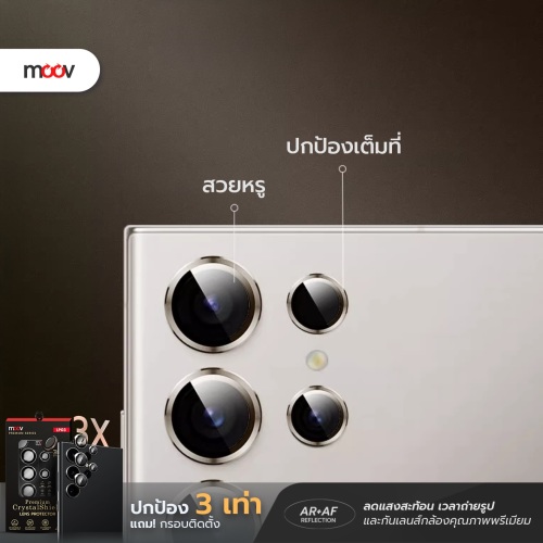 [แพ็คส่ง 1 วัน] Moov LP03 แข็ง 3 เท่า ฟิล์มกระจก กันรอย เลนส์กล้อง Lens ...