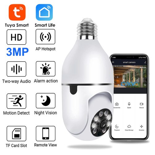 3MP Tuya PTZ Wifi Camera Mini Plus E27 Bulb Socket Latest Model