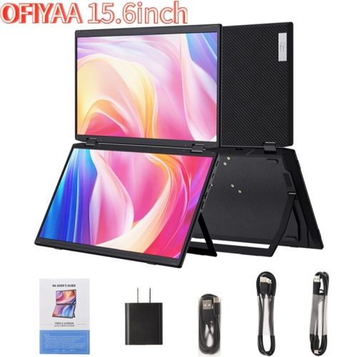 UPERFECT 15,6 inch draagbaar touchscreen met hoog contrast 2000:1 Full HD- display, geïntegreerde standaard en DVI VGA HDMI USB C voor XBO Switch PS4/5 laptop, VESA compatibel