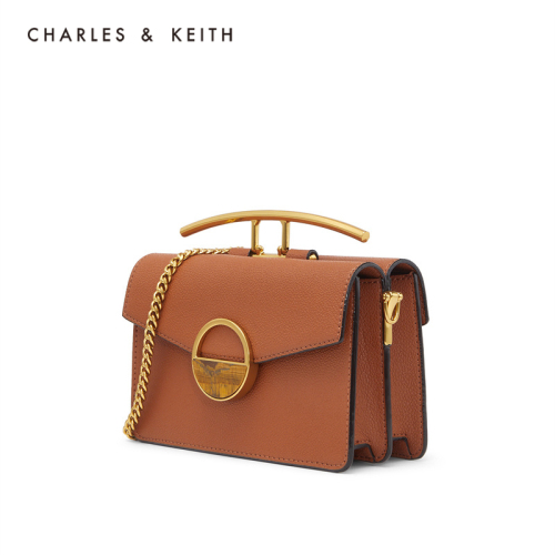 กระเป๋าสีดำ Charles Keith Stone Embellished Buckle Shoulder Bag CK2