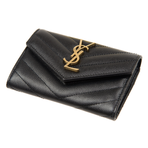 กระเป๋าตังผู้หญิง YSL MONOGRAM SMALL ENVELOPE WALLET IN GRAIN DE POUDRE EMBOSSED LEATHER Wallet