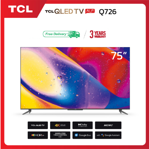 TCL Q726 TV 75" Android 11.0 AI Frameless UHD